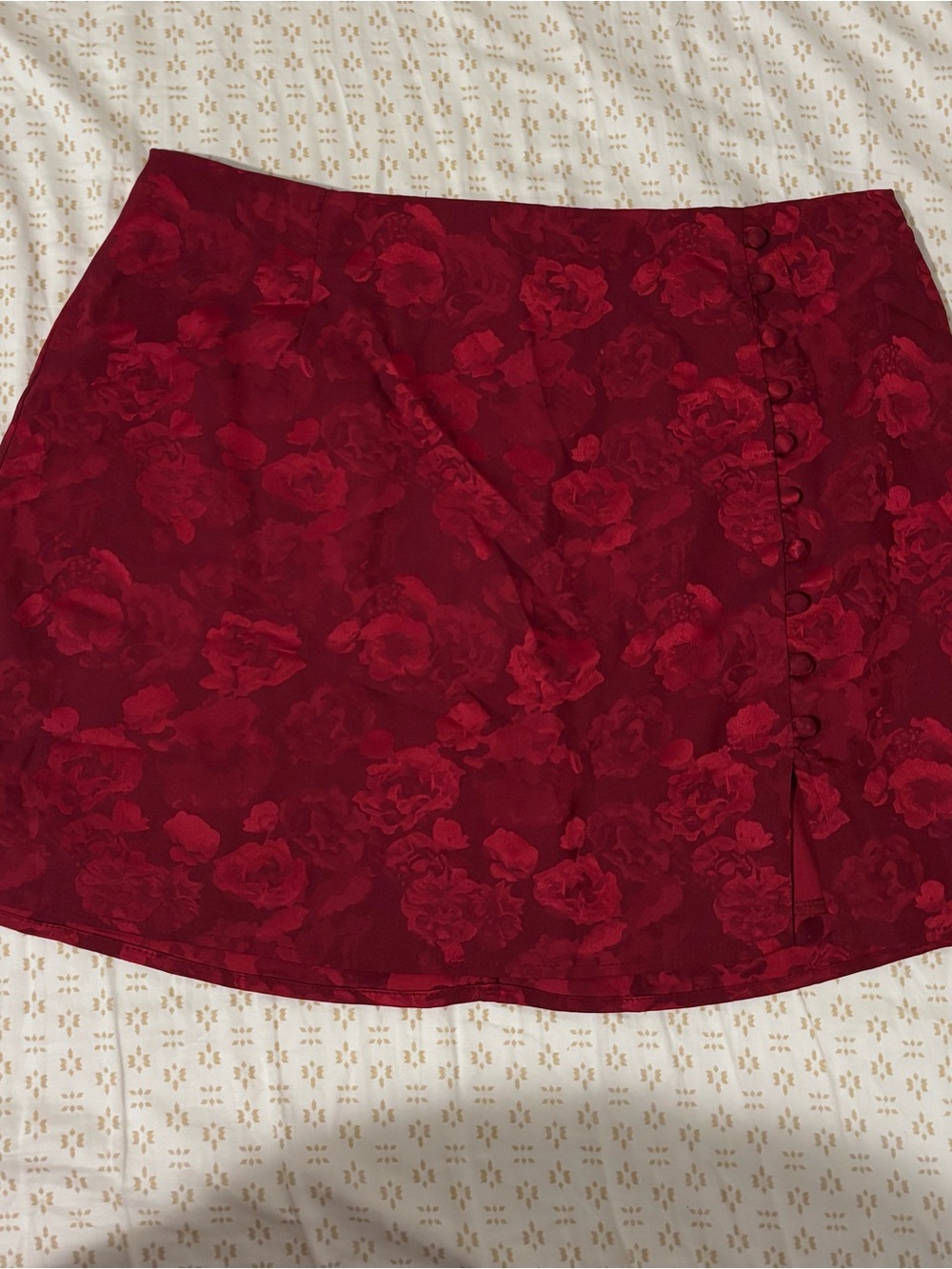 Red Floral A-Line Mini Skirt